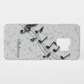 Coque Case-Mate Pour Samsung Galaxy Notes musicales noires et grises personnalisées (Dos (Horizontal))