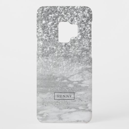 Coque Case-Mate Pour Samsung Galaxy Parties scintillant Faux Argent & Marbre Ombre (Dos)