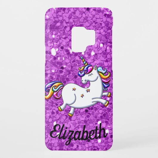 Coque Case-Mate Pour Samsung Galaxy Unicorne à Parties scintillant violette (Dos)