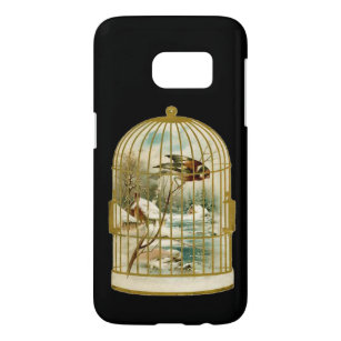 Coque Samsung Galaxy S7 Vintage Victorian Golden Bird Cage Cabine d'hiver