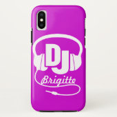 Coque casque de nom DJ violet et blanc (Dos)