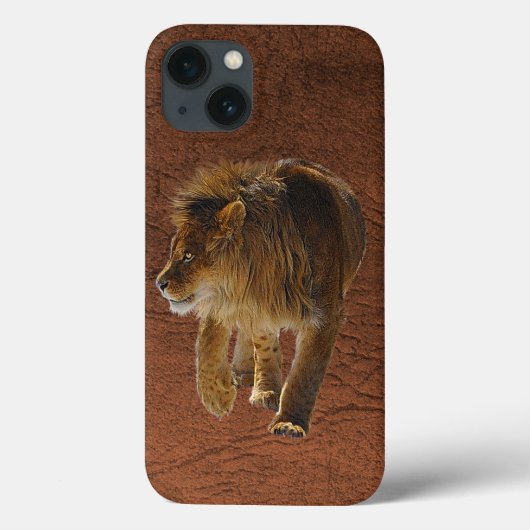 Coque d'appareil en cuir Faux et en lion africain (Verso)