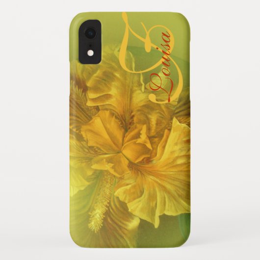 Coque d'art jaune fleuri iris (Dos)