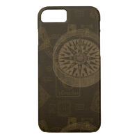 Coque d'art Timbre et Compass vintage - Noir