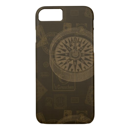 Coque d'art Timbre et Compass vintage - Noir (Dos)