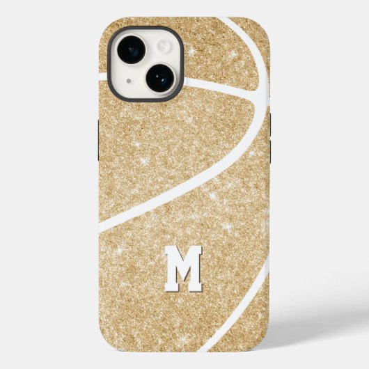 coque de basketball en or monogrammé de fille-Mate (Verso)