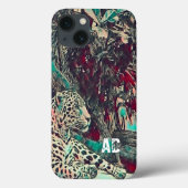 Coque de chat Jungle de Monogramme coque iphone (Verso)