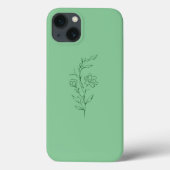 Coque de fleurs vertes pour iPhone 13 (Verso)