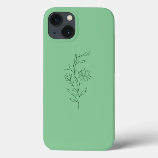 Coque de fleurs vertes pour iPhone 13 (Verso)
