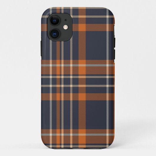 coque de iPhone à carreaux orange et bleu (Dos)