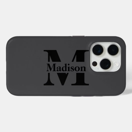 Coque de monogramme noir minimal moderne (Verso (horizontal))