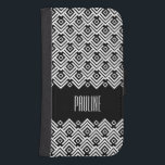 coque de rabat de nom damassé du chevron noir et b<br><div class="desc">Couverture coque à motif angulaires en noir et blanc mono. Motif de Sarah Trett.</div>