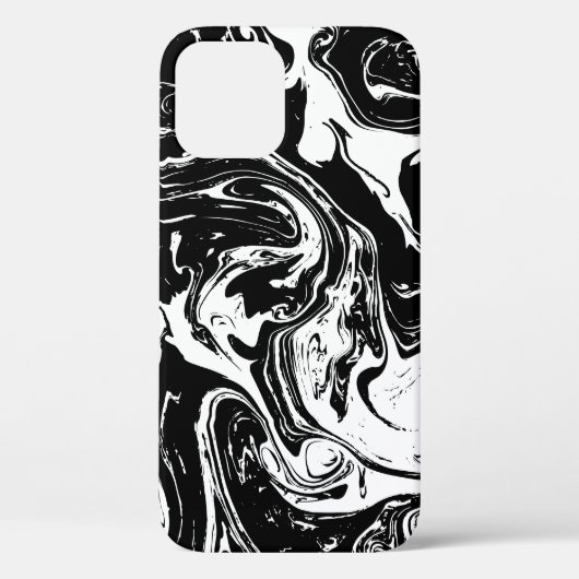 Coque de style noir et Marbre blanc iPhone 12 Pro (Verso)
