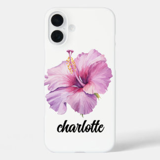 coque de téléphone à fleurs d'hibiscus rose et vio