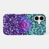 Coque de téléphone Iphone 16 Gliter avec une rose. (Verso Horizontal)