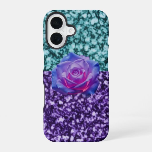 Coque de téléphone Iphone 16 Gliter avec une rose. (Verso)