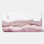 Coque de téléphone iPhone en marbre rose (Verso (horizontal))