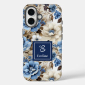 Coque de téléphone iPhone Fleurs Bleues et Blanche (Verso)