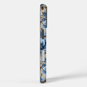 Coque de téléphone iPhone Fleurs Bleues et Blanche (Verso / Droite)