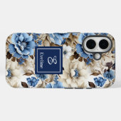 Coque de téléphone iPhone Fleurs Bleues et Blanche (Verso (horizontal))
