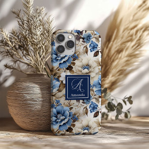 Coque de téléphone iPhone Fleurs Bleues et Blanche