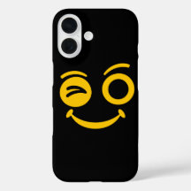 Coque de téléphone noir avec visage souriant qui c