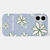 coque de téléphone pérvenche avec fleurs blanches (Verso (horizontal))