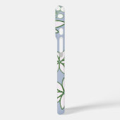 coque de téléphone pérvenche avec fleurs blanches (Verso / Gauche)