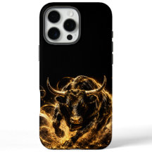Coque de Téléphone Taureau de Feu Noir&Or Mystique