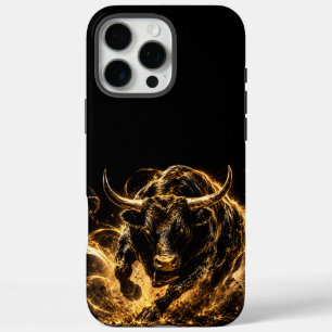 Coque de Téléphone Taureau de Feu Noir&Or Mystique