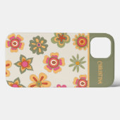Coque d'énergie à fleurs rose-vert rétro des année (Verso (horizontal))