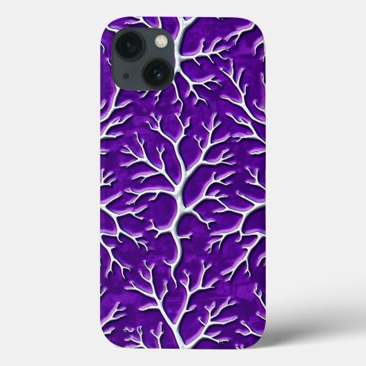 Coque d'iPhone violet foncé avec texture de veine (Verso)