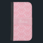 Coque du nom du ruban damassé kangourou rose<br><div class="desc">Un élégant et unique "Kangaroo Paws" et les coeurs damas et de style ruban modèle de boîtier de téléphone à rabat. Personnalisez cet objet avec votre nom. Voici l'exemple : Felicia. Le "Kangaroo Paw" est un plante originaire d'Australie occidentale, ce motif s'est inspiré de l'intéressante nature structurelle des "Kangaroo Paws"....</div>