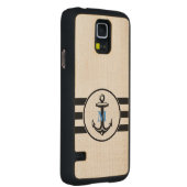 Coque En Érable Galaxy S5 Case Monogramme bleu| Ancre classique (Droite)