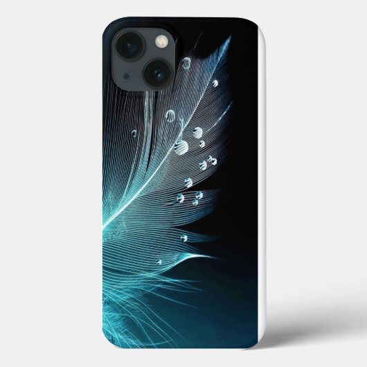 Coque en plumes bleues-coque iphone (Verso)