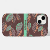 Coque Feuille moderne Mint Green Orange et violet- (Verso (horizontal))