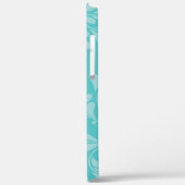 Coque fleuri Turquoise avec initial et nom (Verso / Gauche)