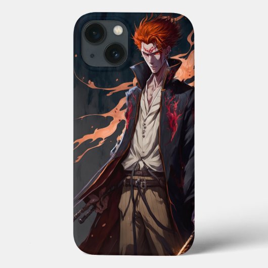 Coque foncé iPhone 13 avec Gras inspiré Anime (Verso)