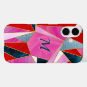 Coque géométrique abstrait-Mate iP rouge chic gris (Verso (horizontal))