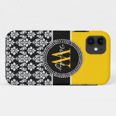Coque initial jaune-damassé personnalisé (Dos (Horizontal))