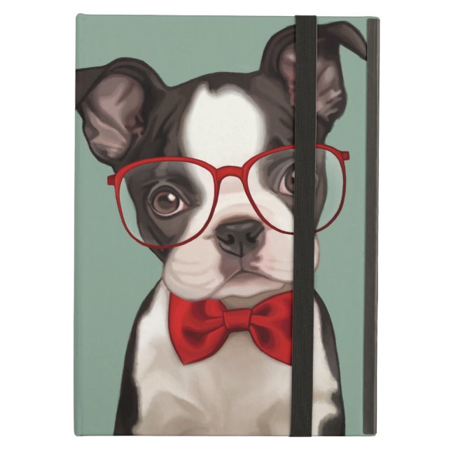 Coque iPad Air Hippie Boston Terrier (Devant fermé)
