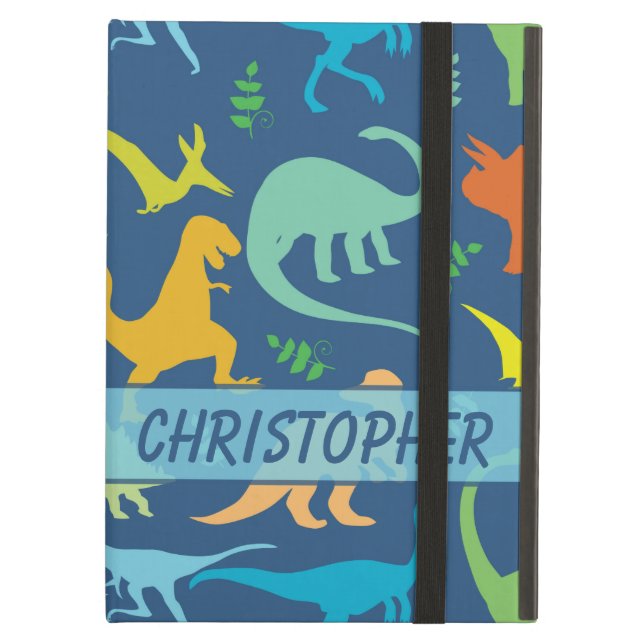 Coque iPad Air Motif coloré de dinosaure à personnaliser (Devant fermé)