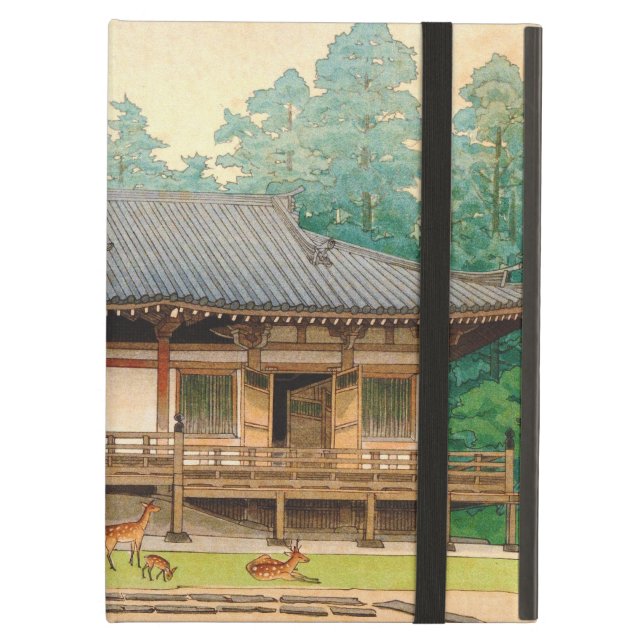 Coque iPad Air Sangatsu-Font l'ukiyo-e de Mori Masamoto de temple (Devant fermé)