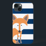 Coque ipad de la chasse Fox et Navy<br><div class="desc">Design moderne avec une illustration de renard mignon sur un arrière - plan rayé de marine.</div>