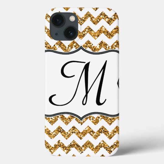 Coque ipad de Monogramme de fille Chevron Gold Mod (Verso)