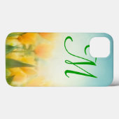 Coque ipad de monogramme de tulipes jaunes baisées (Verso (horizontal))