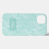 Coque ipad de nom turquoise à motif damask fleur s (Verso (horizontal))