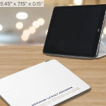 Coque ipad d'entreprise simple<br><div class="desc">Améliorez votre image d'entreprise avec ce coque ipad élégant et personnalisable, parfait pour les professionnels qui cherchent à présenter leur marque. Conçu dans un blanc épuré aux accents intemporels bleu marine et or, ce coque offre un look moderne et minimaliste tout en offrant de l'espace pour le nom de votre...</div>