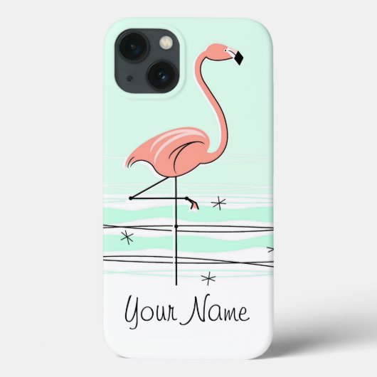 coque ipad Flamant rose Aqua 'Name' (Verso)