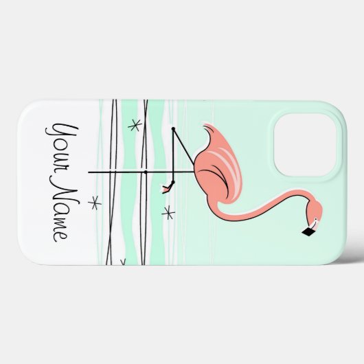 coque ipad Flamant rose Aqua 'Name' (Verso (horizontal))